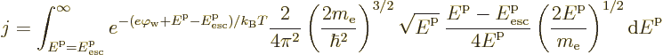 \begin{displaymath}
j =
\int_{{\vphantom' E}^{\rm p}={\vphantom' E}^{\rm p}_{\...
...{\rm p}}{m_{\rm e}}\right)^{1/2} {\rm d}{\vphantom' E}^{\rm p}
\end{displaymath}