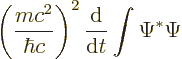 \begin{displaymath}
\left(\frac{mc^2}{\hbar c}\right)^2 \frac{{\rm d}}{{\rm d}t} \int \Psi^* \Psi
\end{displaymath}